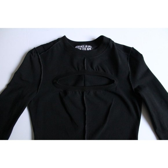 Versace Jeans Couture Black Cutout Front Mini Dress Size 8 - Picture 6 of 11